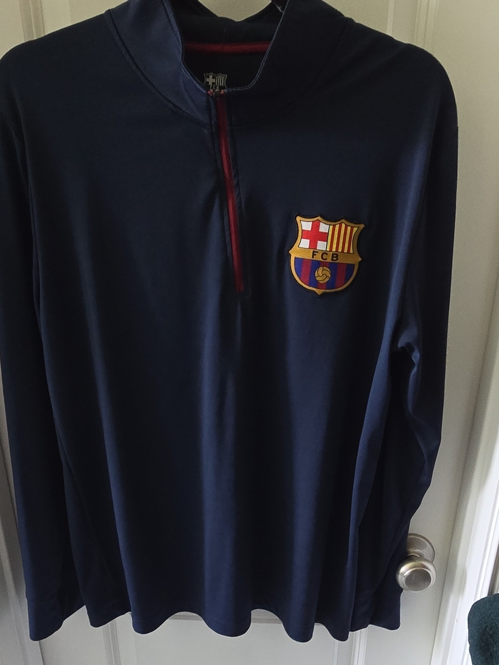 FC Barcelona Men's Navy Quarter-Zip Pullover